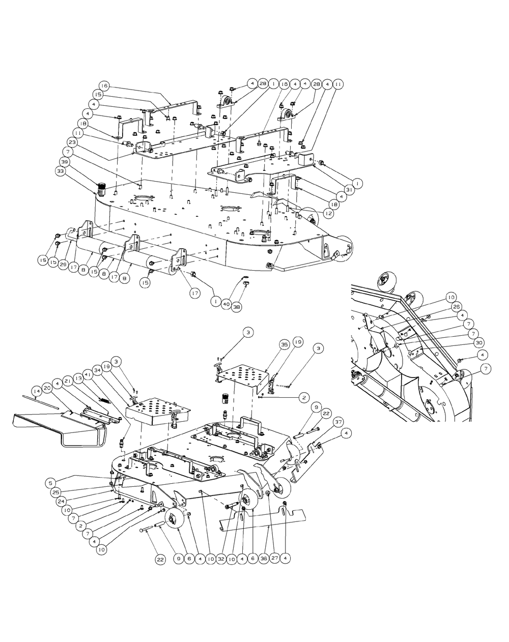 Fabricated Cutter Deck 48 (2008 And Before) Diagram and Parts List for M48-KW (53AI8CT2050-23HP)(2009 & Before) Cub Cadet Lawn Tractor